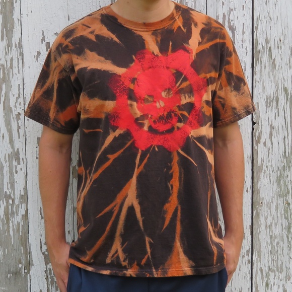 Gears of War Custom Spiral Bleach Tee sz L - Picture 3 of 5